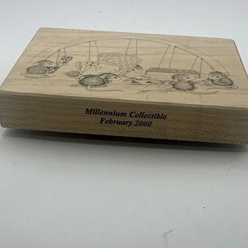 House Mouse Ace of Hearts Friends #434M Wood Rubber Stamp Stampa Rosa  hold em